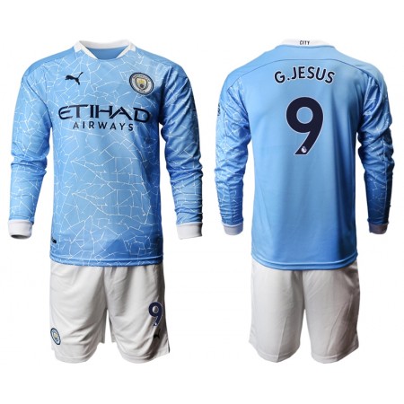 Billiga Fotbollströjor Manchester City Gabriel Jesus 9 Barn Hemma tröja 2020/21 Långärmad